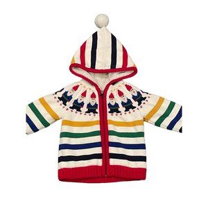 Hanna Andersson Gnome Striped Knit Hoodie Zip Up Sweater 18-24 months